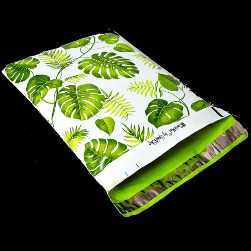 25 (10 x 13) poly mailers-leaves
